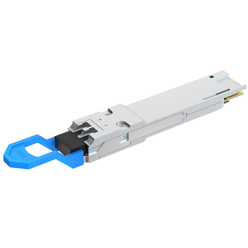 NetAPI 400G QSFP-DD transceiver showing MPO-12 / MPO-16 connectors