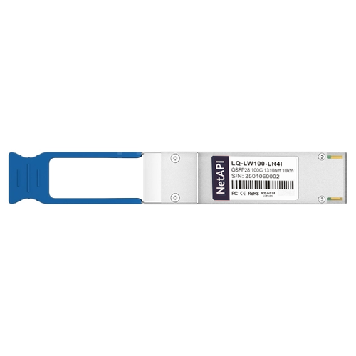 NetAPI 100G QSFP28 optical transceiver, front view