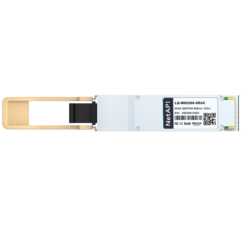 NetAPI 200G QSFP56 optical transceiver, front view