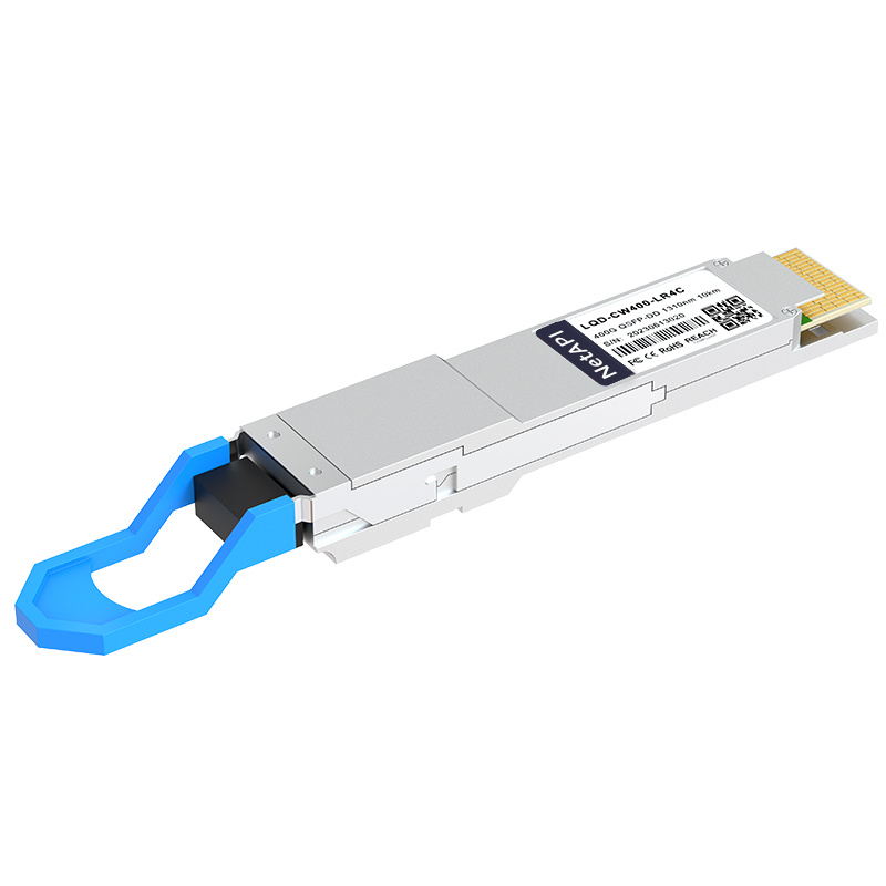 NetAPI 400G QSFP-DD optical transceiver, side profile
