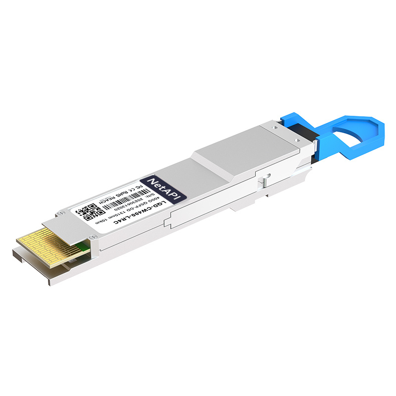 NetAPI 400G QSFP-DD transceiver, angled detail